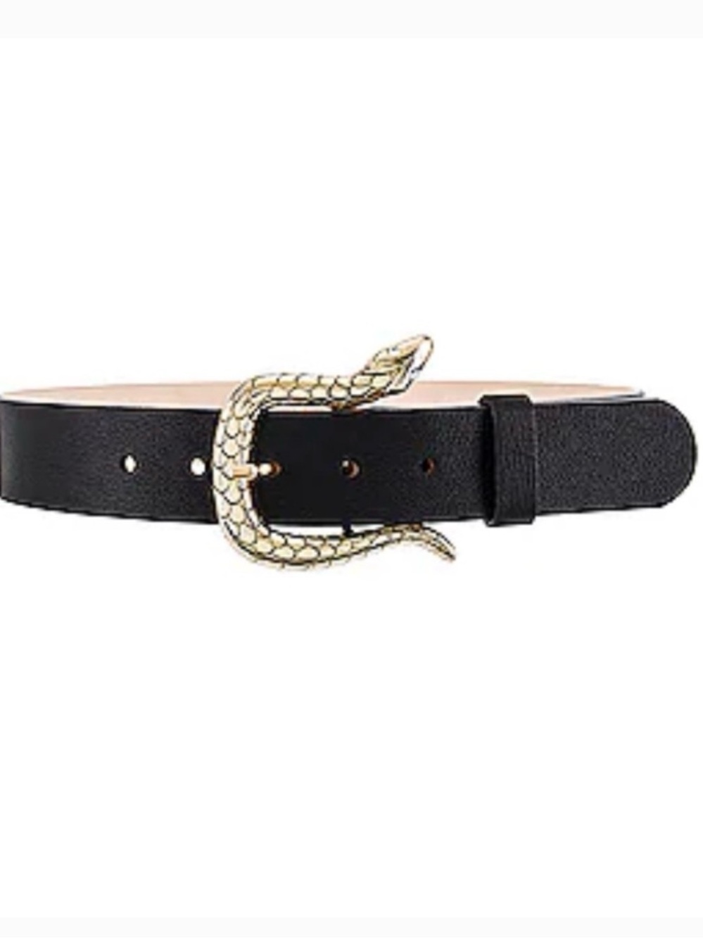 B-Low the Belt Black Leather Snake Buckle Belt Medium